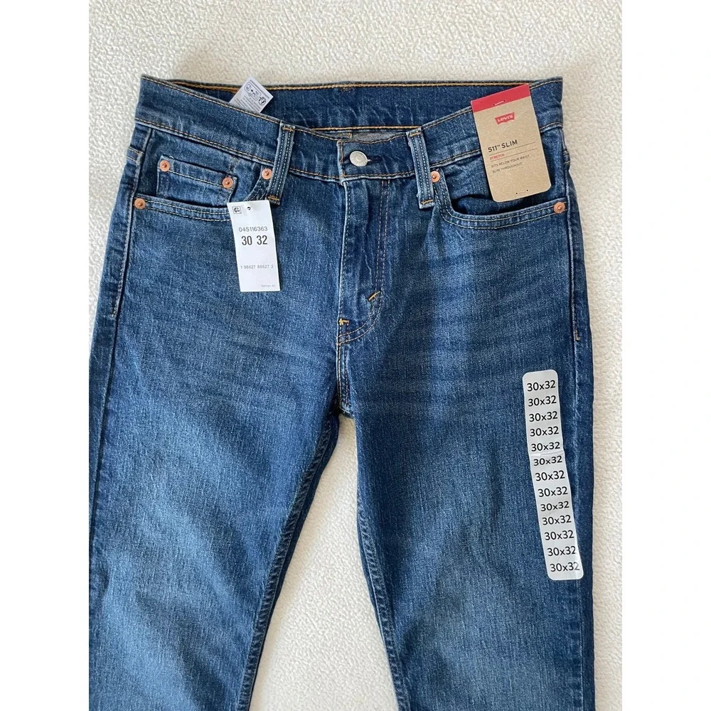 Levi's Mens 30x32 511 Slim Fit Jeans Blue Stretch Denim 045116363